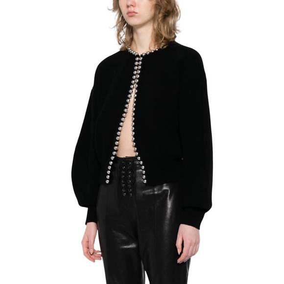 ALEXANDER WANG pre-loved pearl placet cardigan in black - Picture 2 of 5